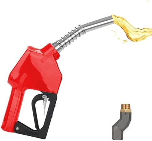 PARGAGAM 3/4" NPT Auto Shut-Off Fuel Nozzle, Gas Pump Nozzle with 3-Speed Padlock (9-16 GPM) - 360° Swivel Hose for Gasoline, Diesel, Biodiesel B20, E15 & Kerosene (RED)