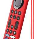 OneBom Silicone Remote Cover for Firetv 4K Max (2nd)/ Insignia/Pioneer/Omni (QLED) Series Alexa Voice Remote Enhanced w, Anti-Slip Protective Case with Same Color Lanyard (Red)
