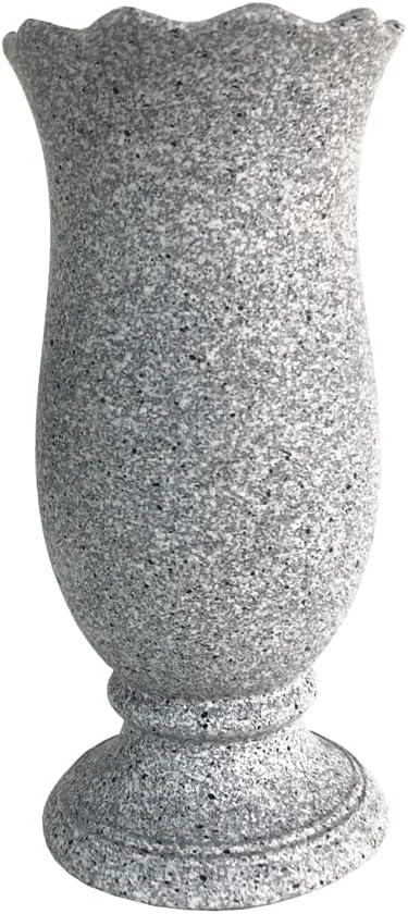 Grave Vase for Cemetery Memorial Grave Decoration Marble Color with Ground Spikes Comes with Flower Foam