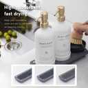 [Luxury] Kitchen Soap Dispenser Set - 16OZ White Glass Bottle, Stainless Steel Pump, Instant Dry Tray, Waterproof Labels, Non-Slip Silicone Pad, and Dish Brush | Upgrade for Your Kitchen and Bathroom