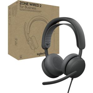 Logitech Zone Wired 2 for Business - Noise-Canceling Headset with Adaptive Hybrid ANC, Microsoft Teams Certified, USB-C with USB-A Adapter - Graphite