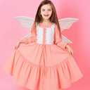 Girls Renaissance Dress Long Sleeve Medieval Princess Dress Girls Dress Up Costume Set (10 Years, Pink)