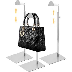 Royxen 3 Pack Purse Holder, Purse Display Stand with Adjustable Height, Bag Stands for Display, Stainless Steel Purse Rack for Bags Organizer (Silver)