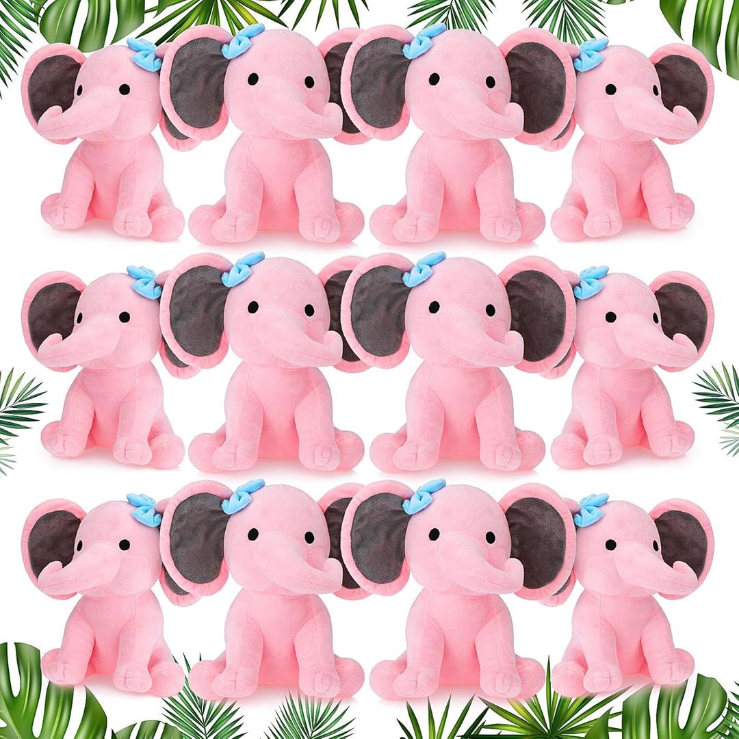 Tradder 12 Pcs Elephant Stuffed Animals, 10 Inches Stuff Animal Plush Toy for Babies Girls Boys, Cute Soft Elephant Plush Toys for Birth Stats Baby Shower Infant Newborn Party Supplies (Pink) Tradder 12 Pcs Elephant Stuffed Animals, 10 Inches Stuff Animal Plush Toy for Babies Girls Boys, Cute Soft Elephant Plush Toys for Birth Stats Baby Shower Infant Newborn Party Supplies (Pink)