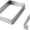QWORK Stainless Steel Sheet Pan Extender, Adjustable Cake Mold Ring, Half Size, Square, 1 Pack