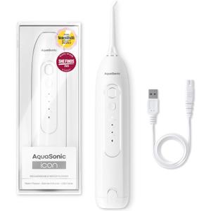 AquaSonic Icon Water Flosser for Teeth  Cordless Rechargeable Oral Irrigator  Waterproof, Portable Dental Cleaning with Jet Tip  Braces Home Travel - Pearl