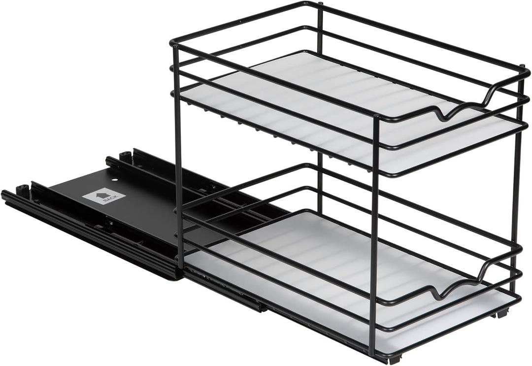 Pull Out Cabinet Organizer for Spices, Cans - Heavy Duty- Pull Out Spice Rack- Cabinet Pull Out Shelf for Cans,Dishes, Etc, 6-1/2"Wx10-3/8"Dx8-7/8"H, Black