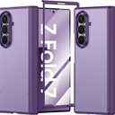 for Samsung Galaxy Z Fold 7 Case with Screen Protector & Built-in Hinge Protection, Skin Feel Ultra Thin Stylish Translucent Matte PC, Wireless Charging Durable Shockproof Cover for Z Fold 7-Purple