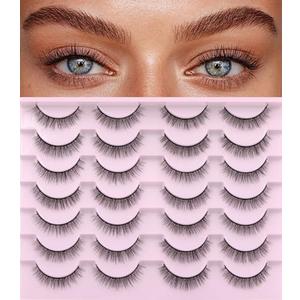 Kiromiro Natural Lashes Wispy Fake Eyelashes Nautal Look 10mm 3D Mink Lashes Extension Soft Strip Eyelashes Pack