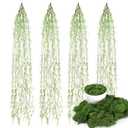 Acellegic 4 Pcs 33 Inch Fake Spanish Moss with 7 oz Artificial Green Moss for Potted Plants Indoor Hanging Garland Greenery Faux Vines Plants Faux Seaweed Greenery for Crafts DIY Garden Home Decor