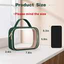 Wedama TSA Approved Toiletry Bag, 2 Pack Clear Makeup Bags with Handles, Quart Size Clear Toiletry Bags, PVC Cosmetic Bags for Women and Men, Carry on Airport Airline Compliant Bag, Dark Green