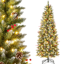 6 FT Pre-Lit Artificial Christmas Tree with 618 Snowy Tips