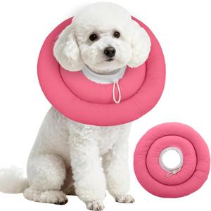 IDOMIK Dog Recovery Collar, Waterproof Soft Dog Cone After Surgery, Comfy Protective Elizabethan Collar Alternative for Dogs Cats, Adjustable Pet Neck Donut Cone Anti-Licking Biting Wounds,Rose,M (Pink)