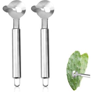 3 x 2pcs Manual Cactus Peeler Spoon, Stainless Steel Spoon Shape Cutter with Long Handle Multi-Function Cactus Cutting Tool for Carrot Potato Vegetables