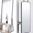 57x20" Full Length Mirror Floor Stand,Over the Door,Wall Mounted Black