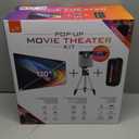iLive Cinema Pop-Up Film Kit, 720p Projector with 120 Inch Screen, Bluetooth 5.0 Speaker, HDMI/USB/3.5mm, Black, Portable Theater, 21.5 x 17 x 19 cm
