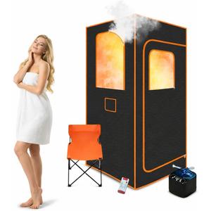 Portable Steam Sauna Box for Home, Personal Saunas at Home Warm Sauna Tent, 3L/1200W Steamer, Remote Control, Folding Chair, Indoor Single Person Home Spa, 32" x 32" x 71"