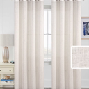 H.VERSAILTEX Natural Linen Curtains 84 inches Long for Living Room 2 Panels Back Tab Loop Pocket Textured Light Filtering Semi Sheer Curtains Rustic Farmhouse Boho Curtain for Bedroom, Heathered, Heathered Natural