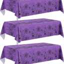 3 Pack Halloween Tablecloth-54 x 108 Inch Spider Web Design Purple