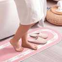 Duraaamo Pink Bow Long Bathroom Rug Cute Bathroom Decor Accessories 49 x 17 Inch Pink and White Bathtub Mat Non Slip Absorbent Washable Plush Runner Rug for Bathtub Sink Laundry Room Bedroom