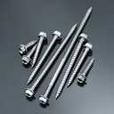 #12 x 2 Hex Flange Head Wood Screws, 410 Stainless Steel Self Tapping Screws, Hex Bit Included (50-Pack)