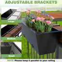 2PC Railing Planter for Outdoor Plants 36 Inch Metal Hanging Planters Pots with Adjustable Brackets and Drainage Railing Planter Boxes Hanging Flower Pots for Balcony Deck Railings Apartment Patio Dec