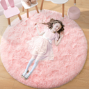 Fluffy Round Rug 8Ft,Pink Rugs for Bedroom Girls,Fuzzy Rug for Kids Room,Shaggy Bedroom Circle Carpet,Soft Playroom Rug,Shag Nursery Rug,Room Decor Aesthetic