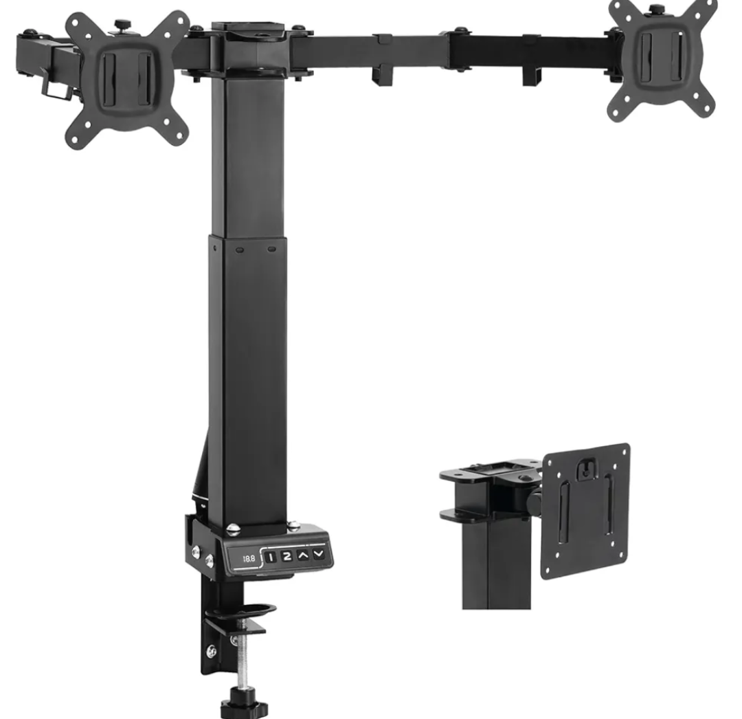 TOPSKY Adjustable Electric Monitor Desk Mount Fits Up to Dual 32 Inches 19.8lbs or Single 49 Inches 33lbs Computer Screens, Adjustable Swivel, Tilt, Rotate, VESA 75x75mm or 100x100mm MMT00.01 (Black)