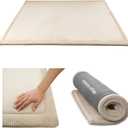 Hakuna Matte CloudSoft Mat for Floor 60" x 80" Beige Coral Velvet Memory Foam Rug Non-Slip, Water-Resistant