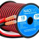 NAOEVO 18 Gauge Wire 100FT, 2 Conductors Electrical Wire Red Black Cable, Flexible/Low Voltage/PVC 18 AWG Copper Clad Aluminum Extension Cord for Speaker, LED Strips, Automotive 12V/24V DC