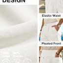 JEMLDL Men's Cotton Linen Shorts 7.5" Casual Pleated Summer Vacation Beach Elastic Waist Shorts with Pockets (White, M)