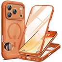 Miracase for iPhone 17 Pro Max Case 6.9" Full-Body Phone Case with Built-in Glass Screen Protector& Full Camera Protector,[Magnetic with MagSafe] Drop Proof 17 ProMax Cover, Orange