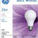 GE Bulb SFTWHT 25A/W PK2