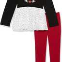 Kids Headquarters girls 2 Pieces Legging Set 2 Pieces Legging Set (Red/Black), Size 6