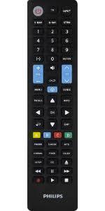 Pack Of 2 PHILIPS Vizio TV Remote Replacement by Philips, Universal Remote Control Compatible for Roku, Apple TV, Smart TV, Soundbar, Streaming Player, Blu Ray, DVD, DVR, 4 Device, Black