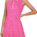 Cucuchy Style Womens Polo Tennis Golf Dresses with Shorts Sleeveless Zip Up Athletic Dress (Pink, L)