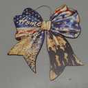 Boao Memorial Day Wreath Wood Sign Patriotic Decor for Front Door Bow Wooden Porch American Flag Outdoor Plaque Brave Military Decorations for Veteran Home 4th of July Independence Day Memorial Decor