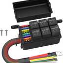 RVBOATPAT 12V Fuse Relay Box 6 Way Relay Fuse Box Pre-Wired Waterproof Relays Box with 6 Relays and 12 ATC/ATO Fuses Relay Panel for Automotive Car Marine Boat