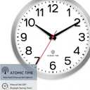 AKCISOT Atomic Silver Wall Clock Analog Clocks Battery Operated Clock for Bedroom Office Classroom Living Room(10 Inch)