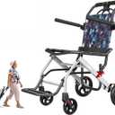 Ultralight Transport Wheelchair, Folding Portable Boarding Travelling Wheelchair with Hand Brake, Wheelchairs for Adults,Folding Wheelchairs (19.3X31.9X34.6 inches)