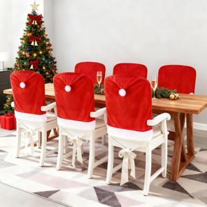 A set of 6 Christmas chair covers, measuring 23.6 x 19.6 inches. Features a stretch design and is suitable for restaurants, kitchens, home use, and indoor/outdoor holiday decorations for Christmas