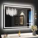 SBAGNO 28x36 LED-Bathroom-Mirror-with-Bluetooth, Dimmable-Lighted-Bathroom-Vanity-Mirror-with-3-ColorsBacklit + Front Lit, Memory Function, Anti-Fog, Tempered Glass, Horizontal/Vertical