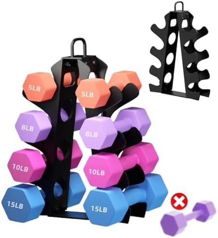 3-Tier | 4-Tier Dumbbell Rack for Dumbbells , A-Frame Weight Stand Only, Compact Space-Saving Design for Home Gym, Heavy-Duty Alloy Steel Organization Rack (Dumbbells Not Included