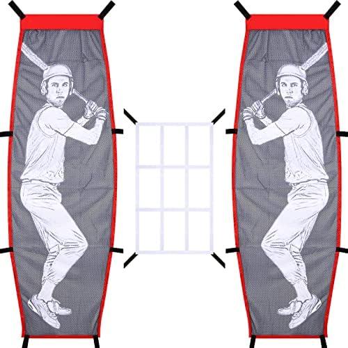 VAIPI Baseball Softball Pitching Target Dummy Batter Strike Zone Net Batting Cage Aid Training Equipment Sport Practice for Hitting and Improved Accuracy Red, Grey, White