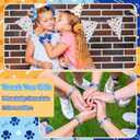Suncalla 45 Pcs Blue Dog Theme Party Favor Blue and Orange Paw Print Bracelet and Scrunchie Bulk Cartoon Thank You Gift Cards for Girls Birthday Party Decor Silk Hair Ties Paw Friendship Bracelets
