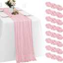 8 Pack Light Pink Cheesecloth Table Runners 20x120 Inch Gauze Table Runner Cheese Cloth 10FT Pink Table Runner Rustic Sheer Runner for Wedding Birthday Party Baby Shower Table Decor