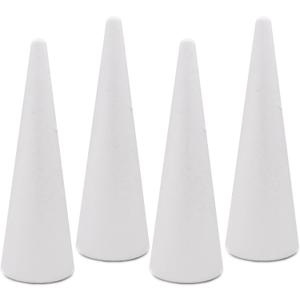 Crafare 4 Pack Foam Cones Polystyrene Cone 3.66x11.8Inch for Christmas Tree Project Wedding Table Centerpiece Arts Crafts Supplies and Floral Arrangement