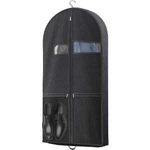 43" Travel Garment Bag with Accessories Zipper Pocket, Heavy Duty Suit Bag for Suits, Tuxedos, Dresses, Coats, Black, 1 pack