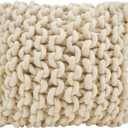 SARO LIFESTYLE Chunky Cable Knit Design Throw Pillow Cover (18" x 18" (Pack of 1), Ivory)