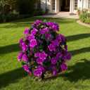 Artificial Silk Flowers Azalea for Outdoor with Ground Spike, Faux Floral Topiaries Ball Bushes Shrubs for Home Garden Yard Patio Decor UV Resistant (Purple)